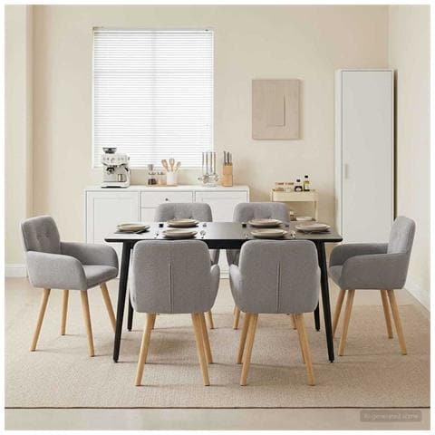 Sedie da pranzo 6 pcs Bouclé Grigio Chiaro 59 x 57 x 85 cm - Foto 2
