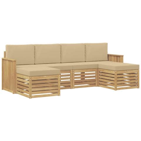 Set di divani da esterno 6 pcs Bianco e Beige - Foto 1