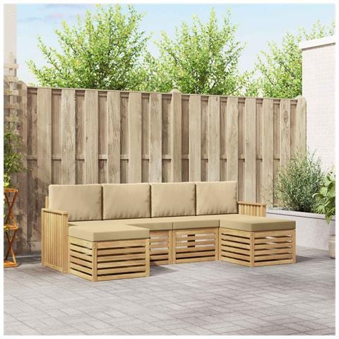 Set di divani da esterno 6 pcs Bianco e Beige - Foto 2