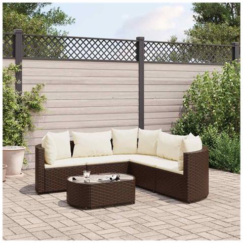 Set Divano da Giardino 6 pz con Cuscini Marrone in Polyrattan - Foto 2