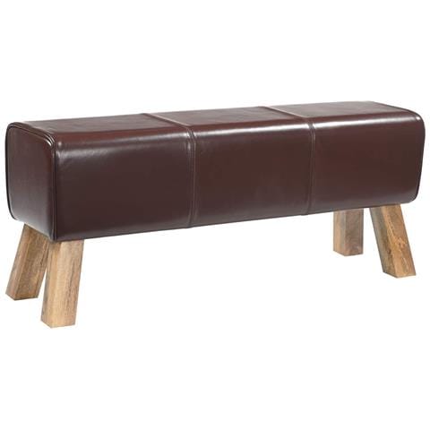 panchina 110 x 30 x 45 cm Pelle Vera Marrone Scuro - Foto 1