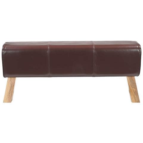 panchina 110 x 30 x 45 cm Pelle Vera Marrone Scuro - Foto 2
