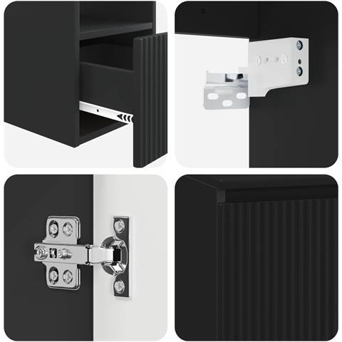 Set di mobili per il bagno 2 pz Nero Legno ingegnerizzato - Foto 9