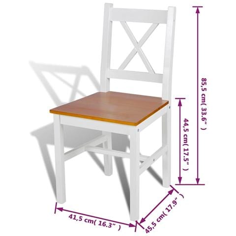 Sedia Da Tavola Legno Bianca E Colore Naturale 4 Pz - Foto 2