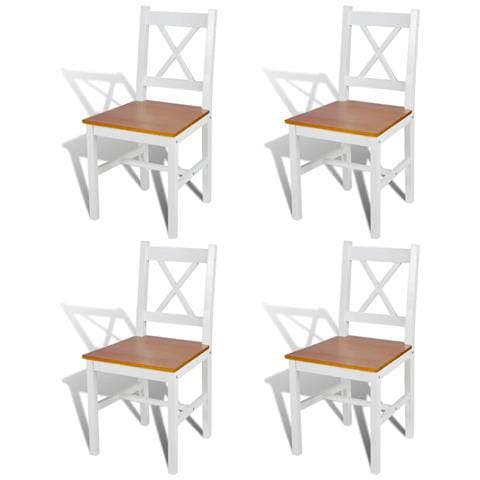 Sedia Da Tavola Legno Bianca E Colore Naturale 4 Pz - Foto 1