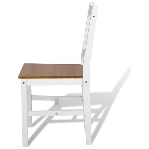 Sedia Da Tavola Legno Bianca E Colore Naturale 4 Pz - Foto 5