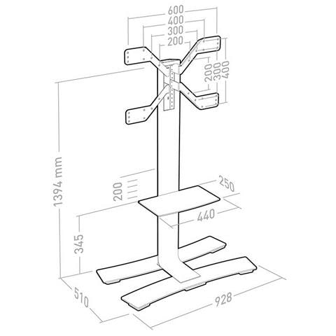 Stand Vesa 600x400 H 1400 W / Integrated Shelf Black - Foto 2