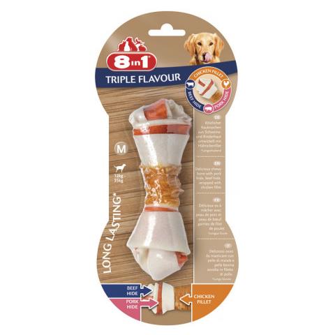 8in1 Snack Cane Triple Flavour Bone M 1 Pezzo 65 G - Foto 1