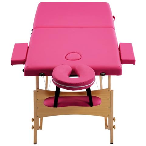 Lettino Da Massaggio A 2 Sezioni In Legno Rosa - Foto 2