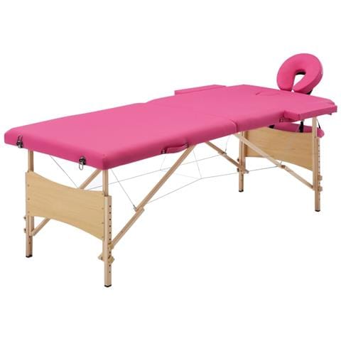 Lettino Da Massaggio A 2 Sezioni In Legno Rosa - Foto 1