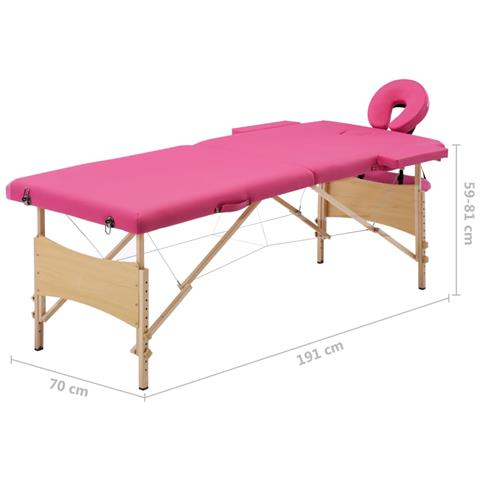 Lettino Da Massaggio A 2 Sezioni In Legno Rosa - Foto 10