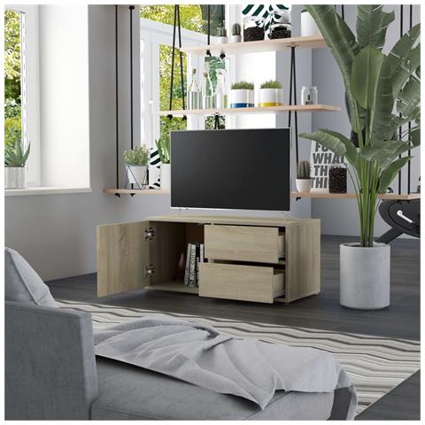 Mobile Porta TV Rovere Sonoma 80x34x36 cm Legno Multistrato - Foto 9
