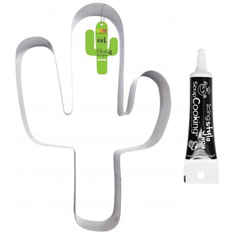 Tagliabiscotti Xxl Cactus + Penna Per Glassa Nera - Foto 1