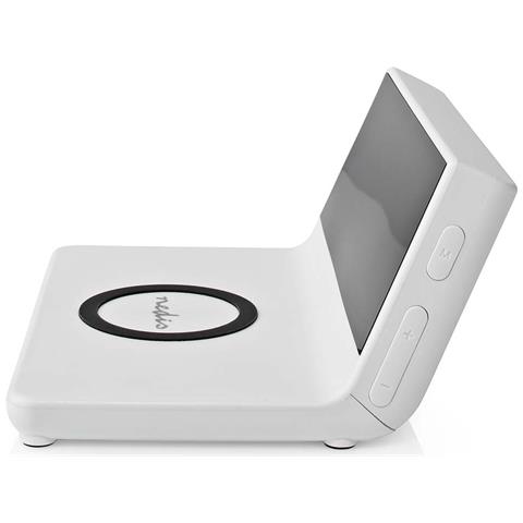 Sveglia 3 In 1 Con Caricatore Wireless Qi 15w E Funzione Snooze, Bianco - Foto 2