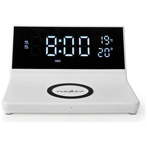 Sveglia 3 In 1 Con Caricatore Wireless Qi 15w E Funzione Snooze, Bianco - Foto 1