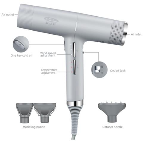 Asciugacapelli 1300w Pieghevole 4 Impostazioni 3 Velocita 3 Temperature - Foto 4