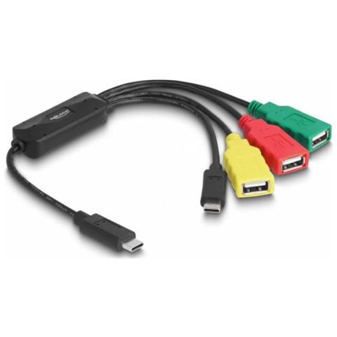 Cavo Hub Usb 2.0 A 4 Porte Da Usb Tipo-c A 3 X Usb-a Femmina + 1 X Usb-c Maschio - Foto 1