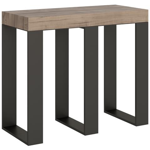 Consolle Allungabile 90x40/196 Cm Sintesi Small Telaio Antracite - Quercia Natura - Foto 5