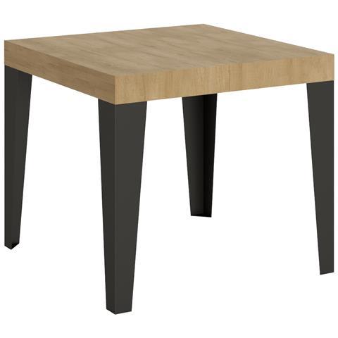 Tavolo Allungabile 90x90/246 Cm Flame Telaio Antracite - Quercia Natura - Foto 5