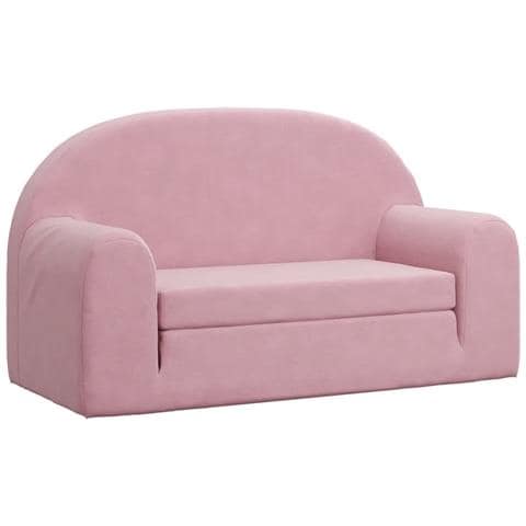 Divano Letto Per Bambini A 2 Posti Rosa In Morbido Peluche - Foto 2