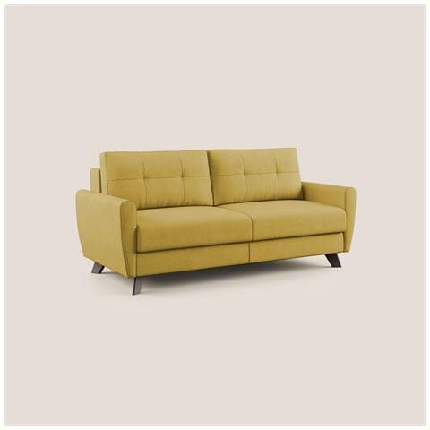 Callisto Divano letto matrimoniale in tessuto morbido impermeabile T02 188 cm (mat. 140x197) giallo - Foto 1
