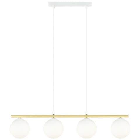 Lampada A Sospensione Allora - Bianco, Oro - Acciaio Verniciato A Polvere, Vetro - 85x100x14 Cm - Foto 1