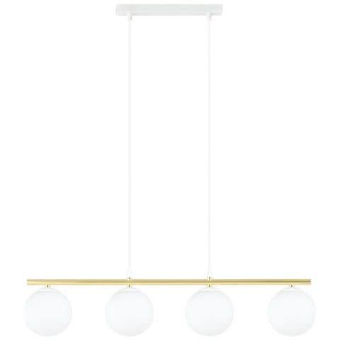 Lampada A Sospensione Allora - Bianco, Oro - Acciaio Verniciato A Polvere, Vetro - 85x100x14 Cm - Foto 2