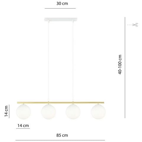 Lampada A Sospensione Allora - Bianco, Oro - Acciaio Verniciato A Polvere, Vetro - 85x100x14 Cm - Foto 5