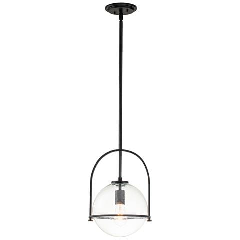 Sospensione Industrial Nordica Somerset Acciaio Nero Vetro 1 Luce E27 - Foto 1