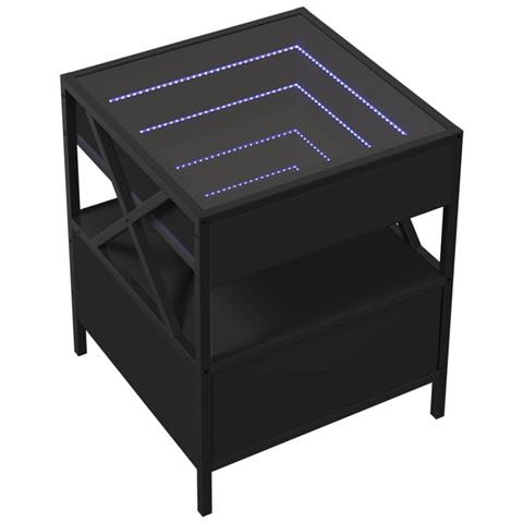 Tavolino Da Salotto Con Led Infinity Nero 40x40x51 Cm - Foto 3