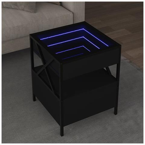Tavolino Da Salotto Con Led Infinity Nero 40x40x51 Cm - Foto 1