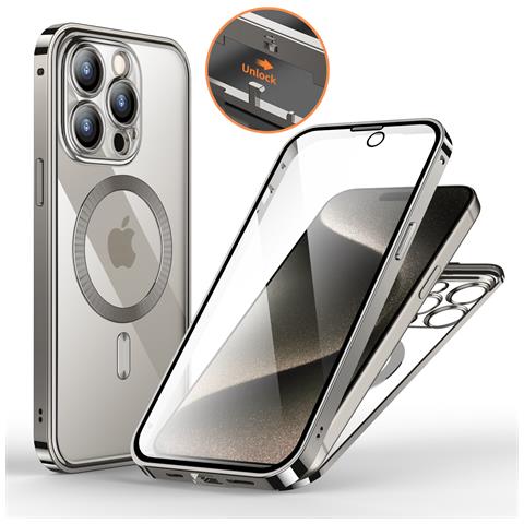 Custodia Per Iphone Con Protezione Per Lo Schermo Per Iphone Serie 15 Silver Iphone 15 Più - Foto 1