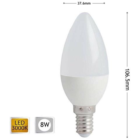 Lampadina Led 8 W Oliva Luce Calda E14 Candela 8w E 14 C36 - Foto 1