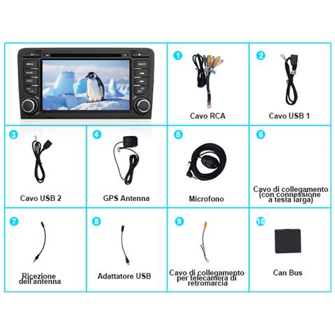 Autoradio 2 Din Per Audi A3 S3 Rs3 8p 2006-2012 7 Pollici Wince 6.0 Car Stereo Radio Con Funzione Cd Dvd Sd Usb Dab Bluetooth Mirrorlink Controllo Del Volante - Foto 6