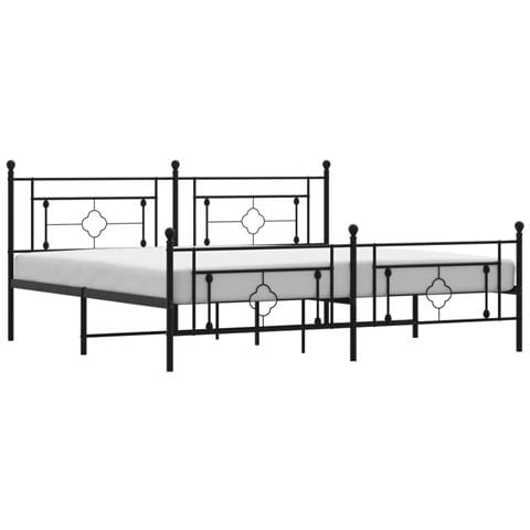 Giroletto Con Testiera E Pediera Metallo Nero 193x203 Cm - Foto 2