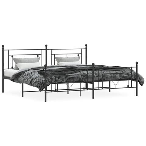 Giroletto Con Testiera E Pediera Metallo Nero 193x203 Cm - Foto 3