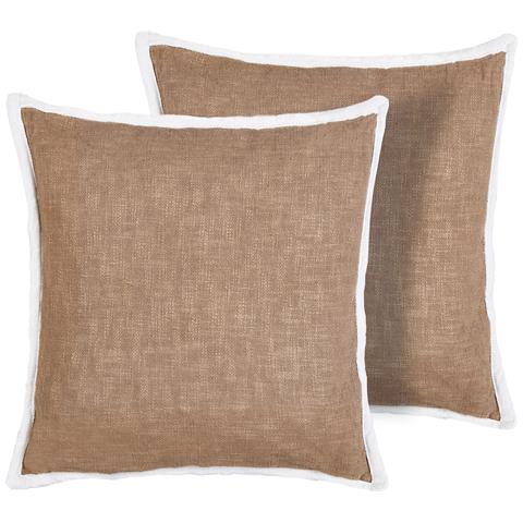 Set Di 2 Cuscini Ianthe Cotone 45 X 45 Cm Marrone Tinta Unita - Foto 2