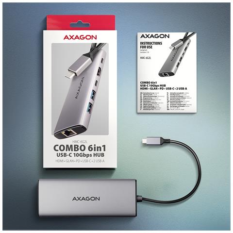 HMC-6G2L replicatore di porte e docking station per laptop Cablato USB 3.2 Gen 2 (3.1 Gen 2) Type-C Alluminio - Foto 9