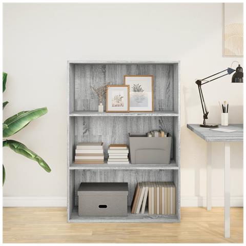 Libreria Grigio Sonoma 80x30x114 Cm In Legno Multistrato - Foto 3