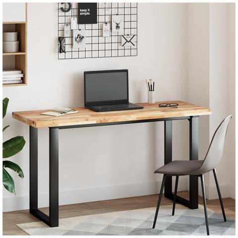 Piano Tavolo Rettangolare 120x50x4cm Legno Massello Di Acacia - Foto 3
