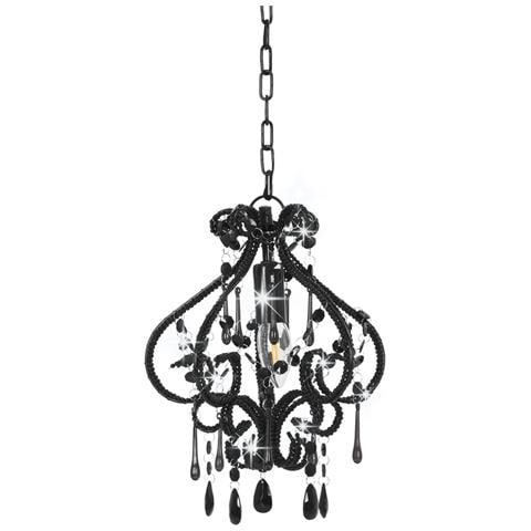 Lampadario Con Perle Nero Rotondo E14 - Foto 1