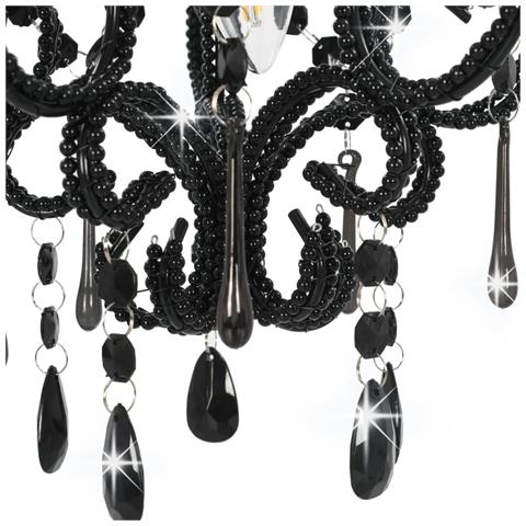 Lampadario Con Perle Nero Rotondo E14 - Foto 6
