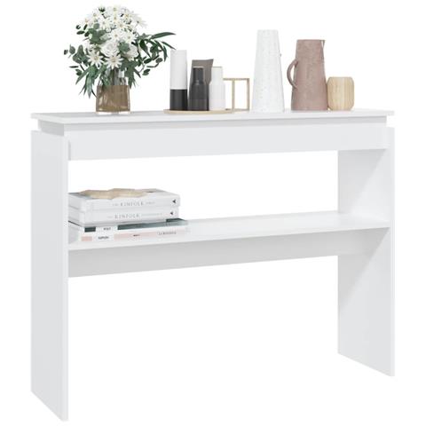 Lusso Casadino -  Tavolino Consolle Bianco 102x30x80 Cm In Legno Multistrato - Foto 2