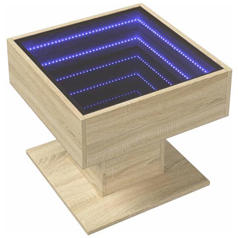 Lusso Casadino -  Tavolino Salotto Con Led Rovere Sonoma 50x50x45 Cm Multistrato - Foto 2