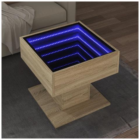 Lusso Casadino -  Tavolino Salotto Con Led Rovere Sonoma 50x50x45 Cm Multistrato - Foto 8