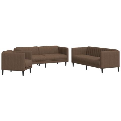 Lusso Casadino - Set Di Divani 3 Pz Marrone In Tessuto - Foto 1