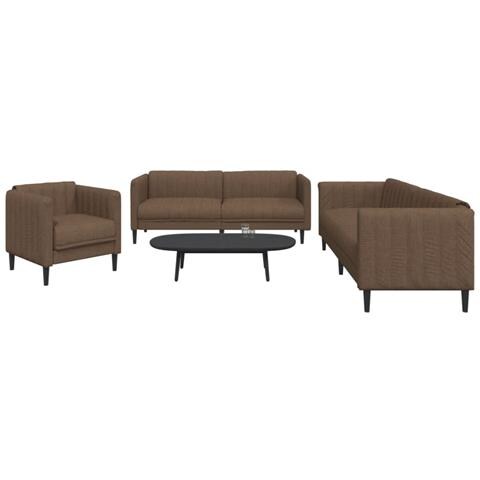 Lusso Casadino - Set Di Divani 3 Pz Marrone In Tessuto - Foto 8