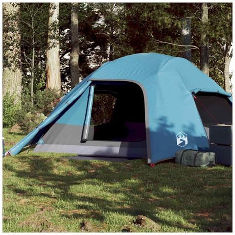 Tenda da Campeggio a Cupola per 4 Persone Blu Impermeabile - Foto 1