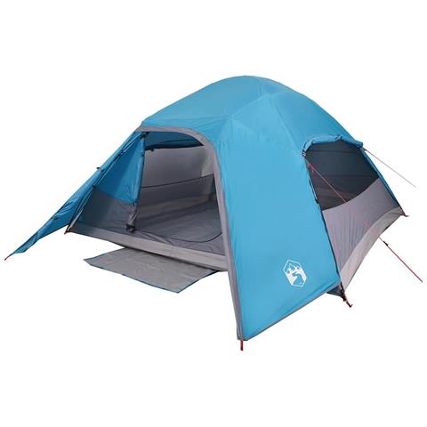 Tenda da Campeggio a Cupola per 4 Persone Blu Impermeabile - Foto 2