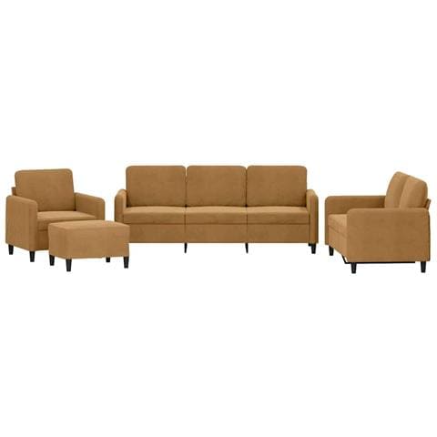 Set di Divani 4 pz Marrone in Velluto - Foto 1